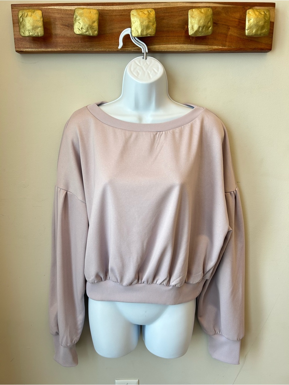 HALARA Light Dusty Pink Ribbed Neck Sweatshirt - Size Medium